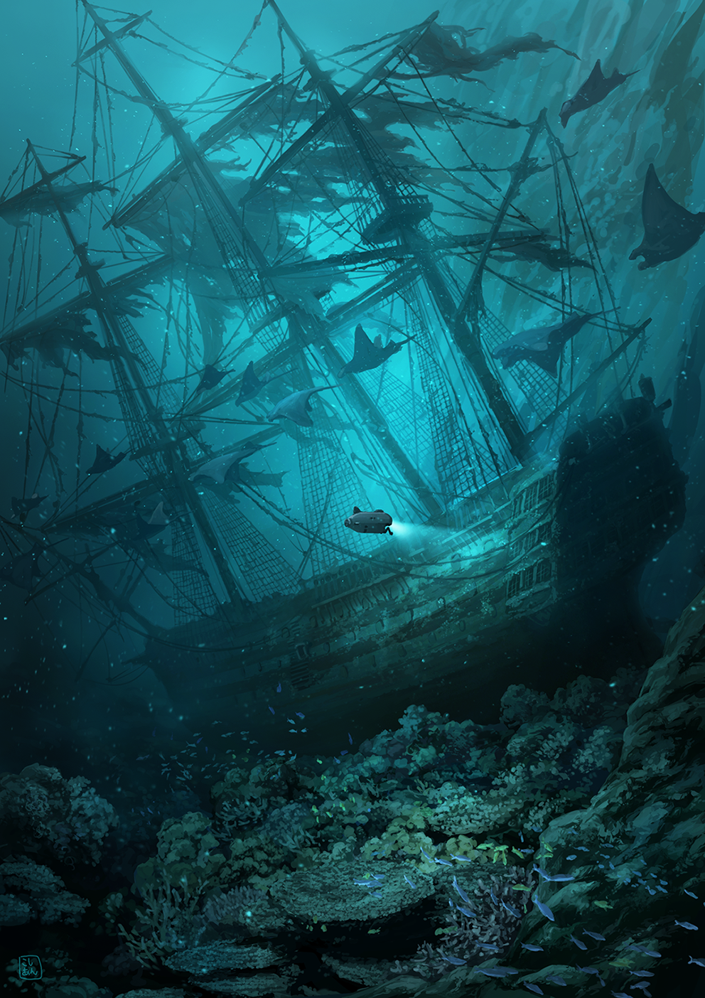 Пиратский корабль под водой