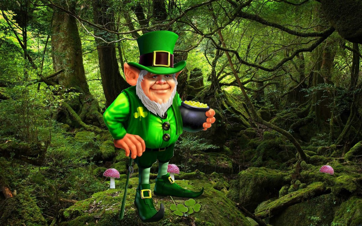 Ирландские гномы в зеленых шапках